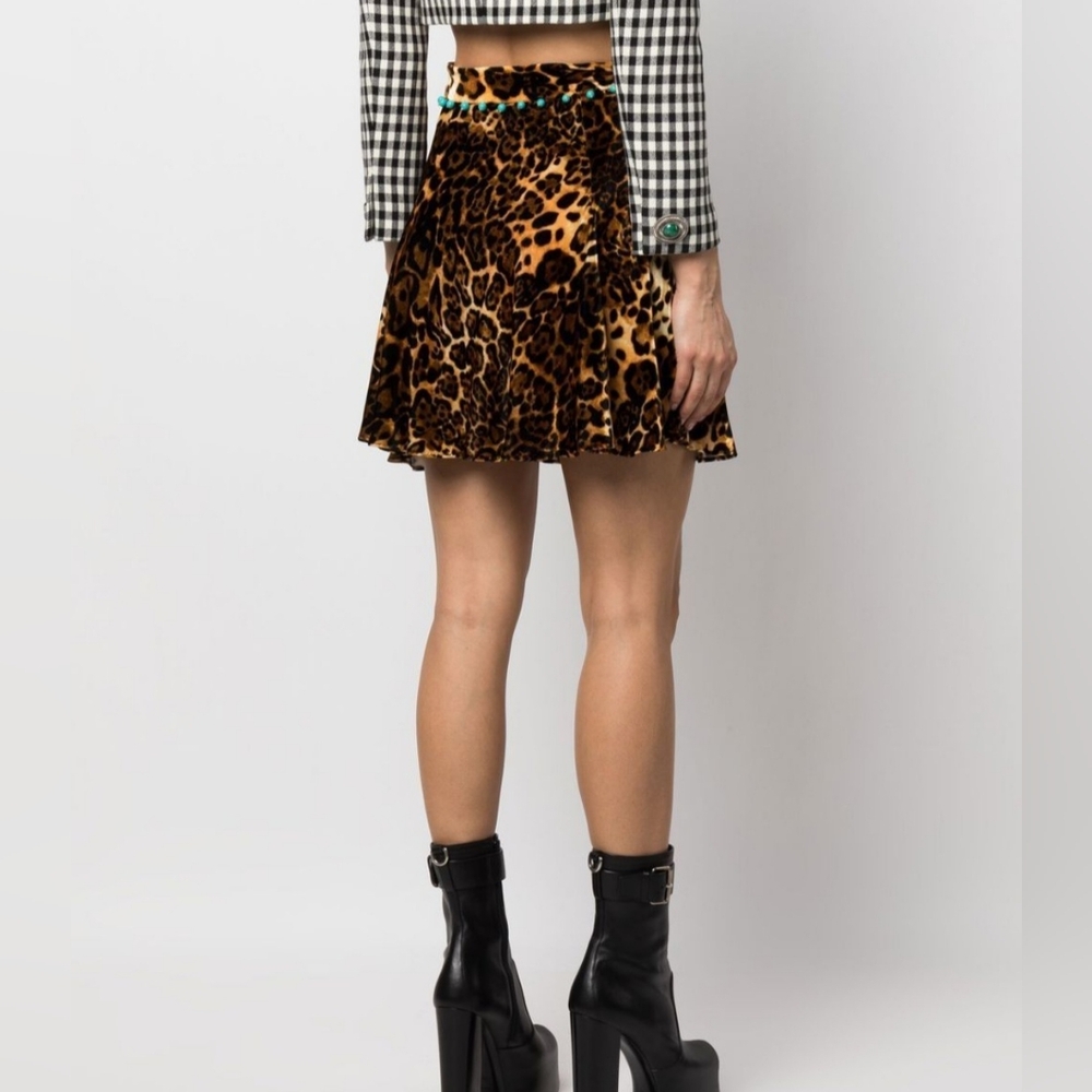 Abstract Leopard Print Mini Skater Skirt size XL - Picture 4 of 12